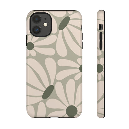 Retro Cream & Green Daisy Pattern Phone Case - White Phone Case - iPhone 11 / Glossy