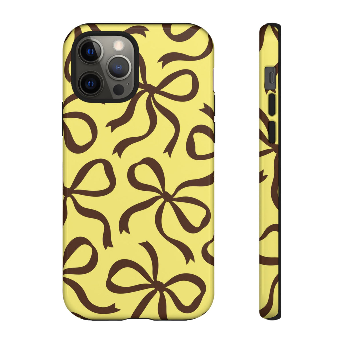 Bold Butter Yellow and Chocolate Brown Bow Pattern Phone Case