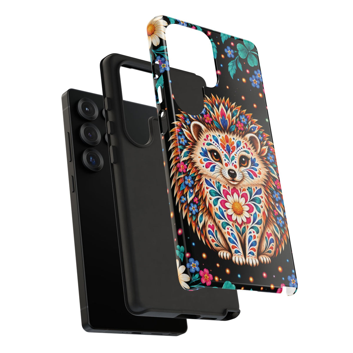 Vibrant Orange and Turquoise Calavera Hedgehog Phone Case - Multicolor Phone Case