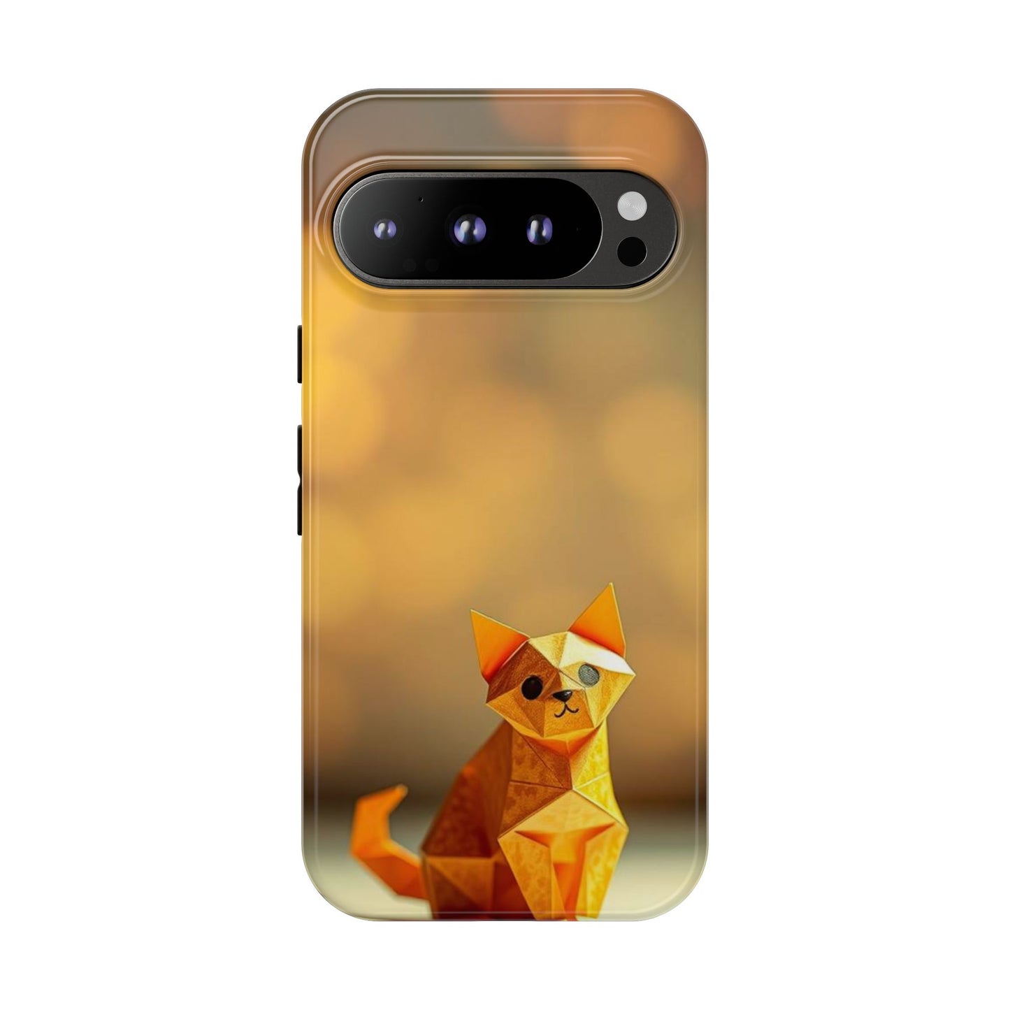 Google Pixel 9 Pro / Glossy Phone Case - Origami Cat Design Phone Case
