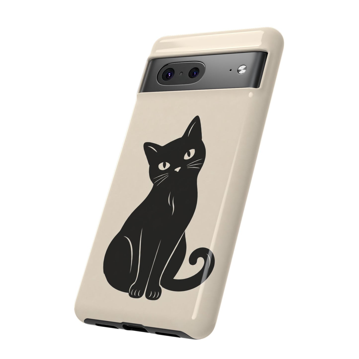 Minimalist Cream & Black Cat Phone Case