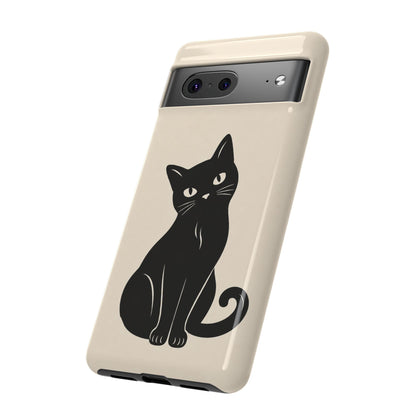 Minimalist Cream & Black Cat Phone Case