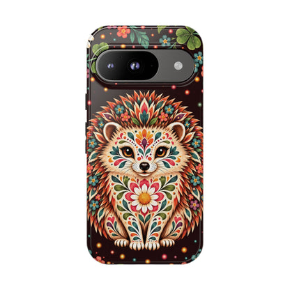 Vibrant Terracotta and Teal Calavera Hedgehog Phone Case - Multicolor Phone Case - Google Pixel 9 / Glossy