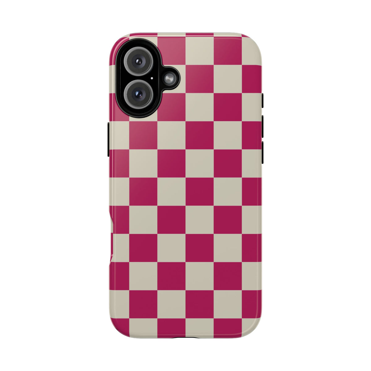 Pink & White Checked Pattern Phone Case - Pink Phone Case - iPhone 16 Plus / Glossy