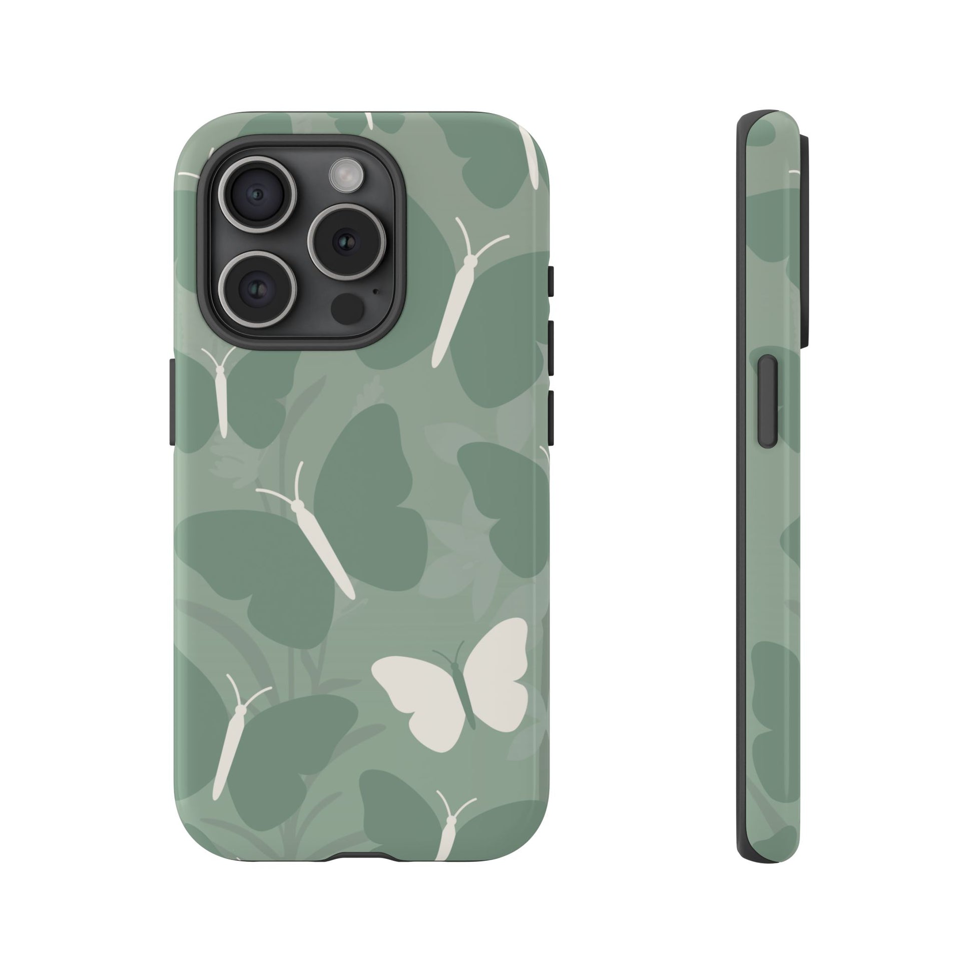 Minimalist Mint Green Butterfly Pattern Phone Case - Green Phone Case - iPhone 15 Pro / Glossy