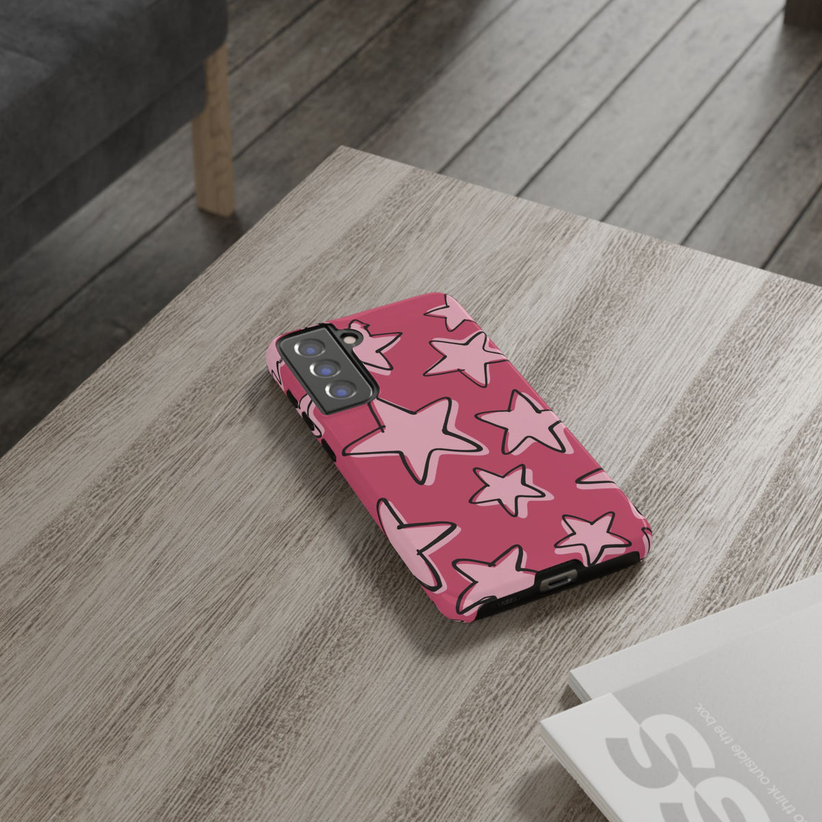 Raspberry Pink Doodle Star Phone Case