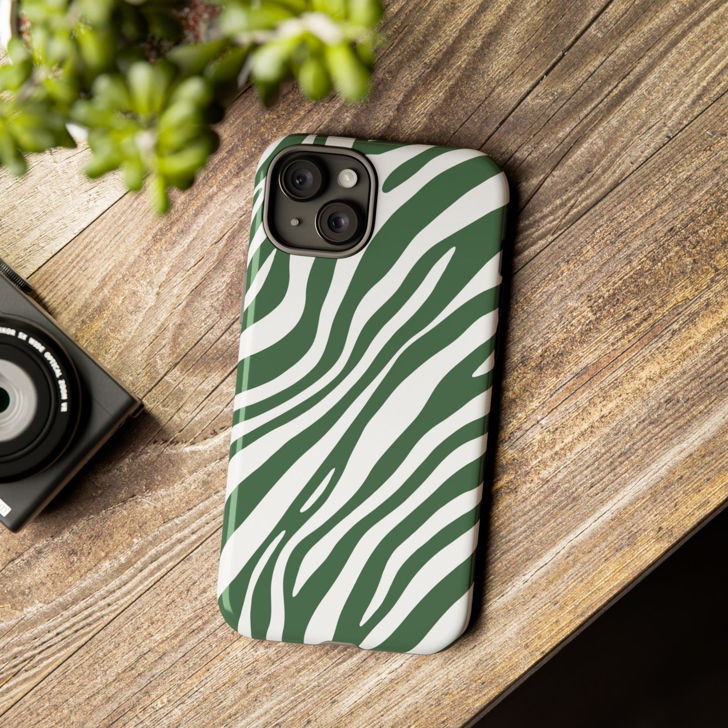 Modern Sage Zebra Print Phone Case
