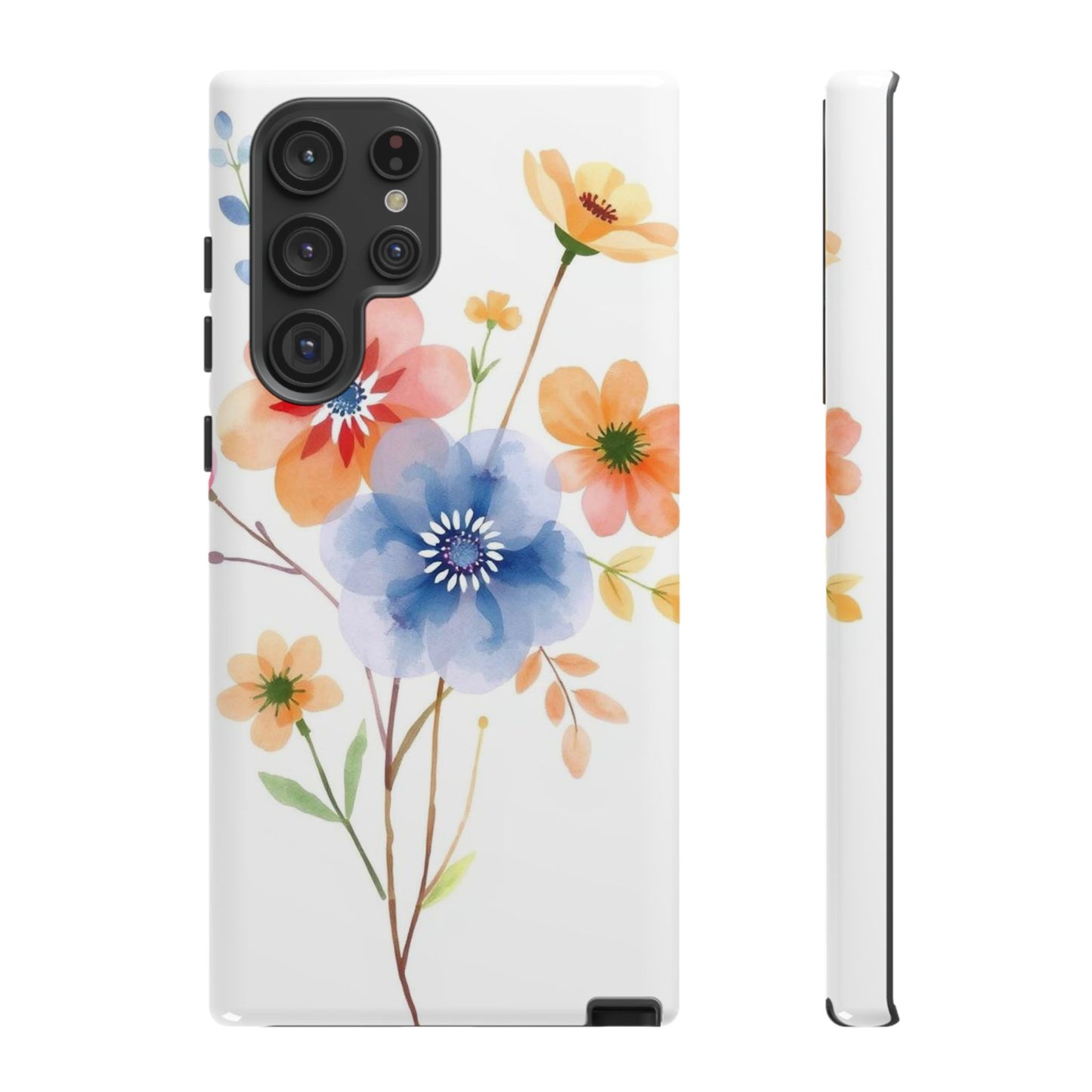 Samsung Galaxy S22 Ultra / Glossy Phone Case - Boho Chic Watercolour Bouquet Pattern Phone Case