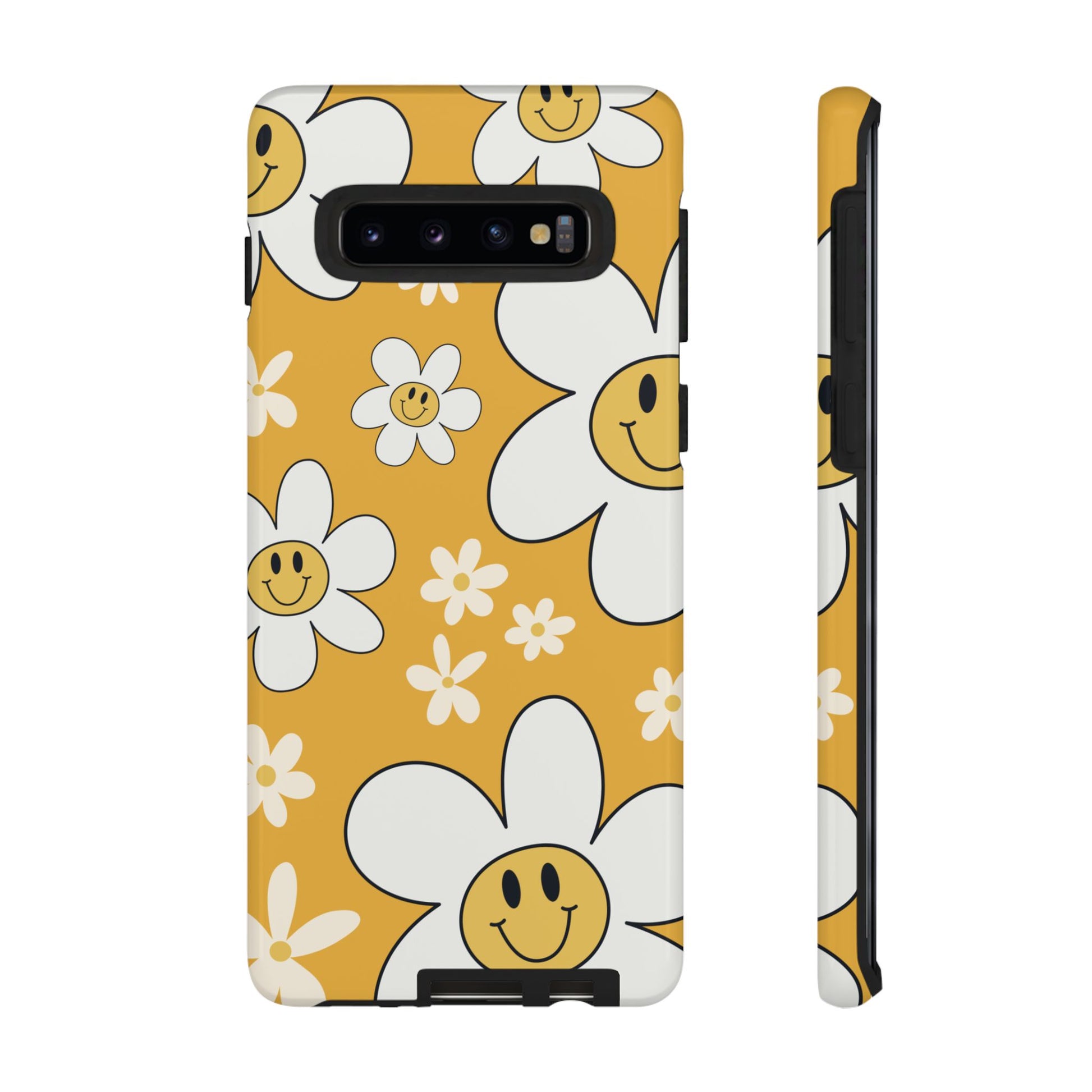Fun Retro Daisy Pattern with Yellow Background Phone Case - Yellow Phone Case