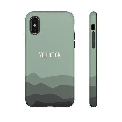 iPhone X / Glossy Phone Case - Minimalist Green Waves ’You’re OK’ Statement Phone Case