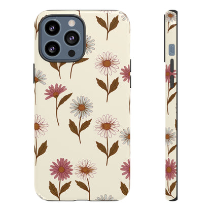 Pretty Cream & Rose Daisy Pattern Phone Case