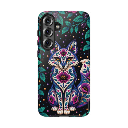 Vibrant Purple and Teal Calavera Fox Phone Case - Multicolor Phone Case - Samsung Galaxy S25 Plus / Glossy