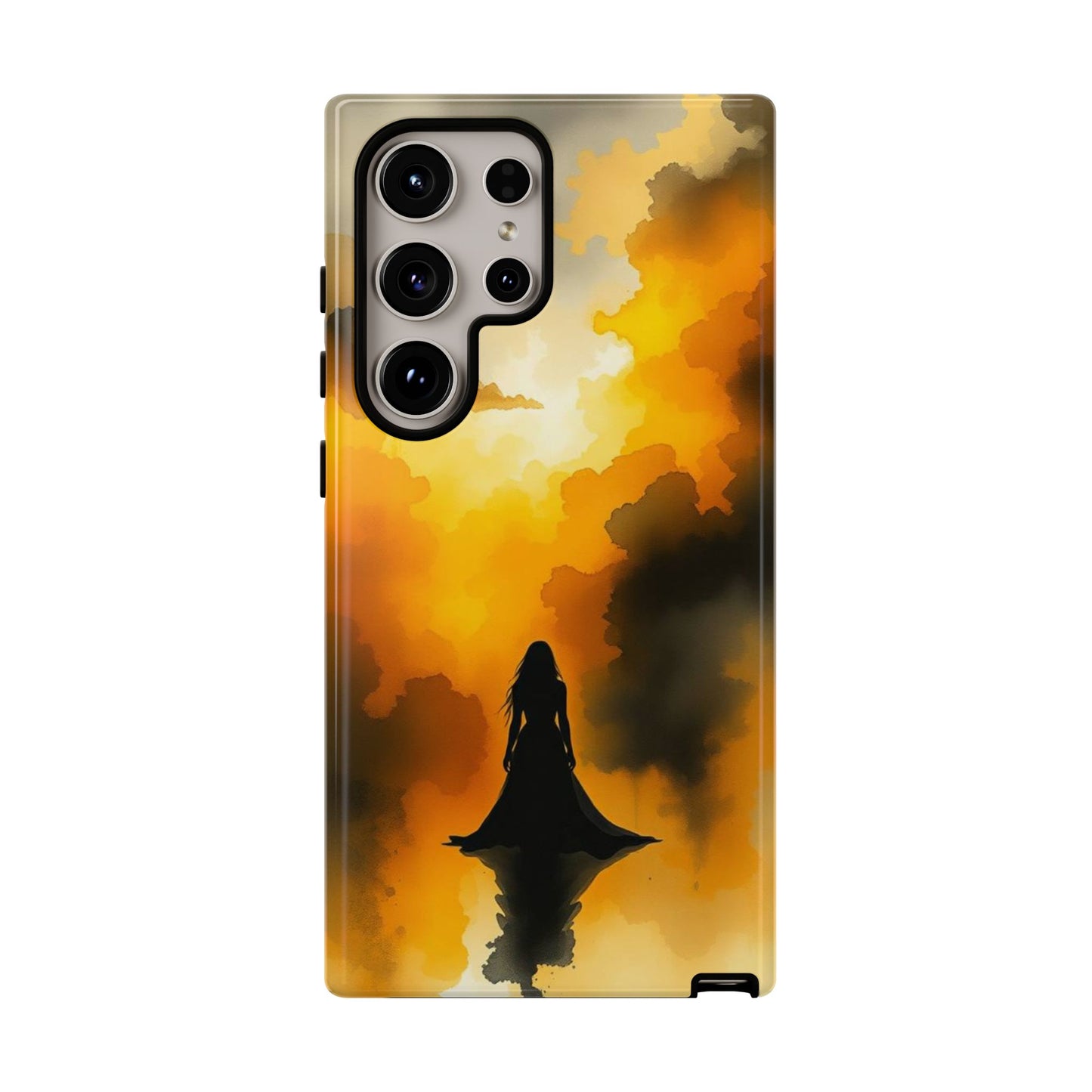 Samsung Galaxy S24 Ultra / Glossy Phone Case - Watercolour Gothic Woman in Black Phone Case