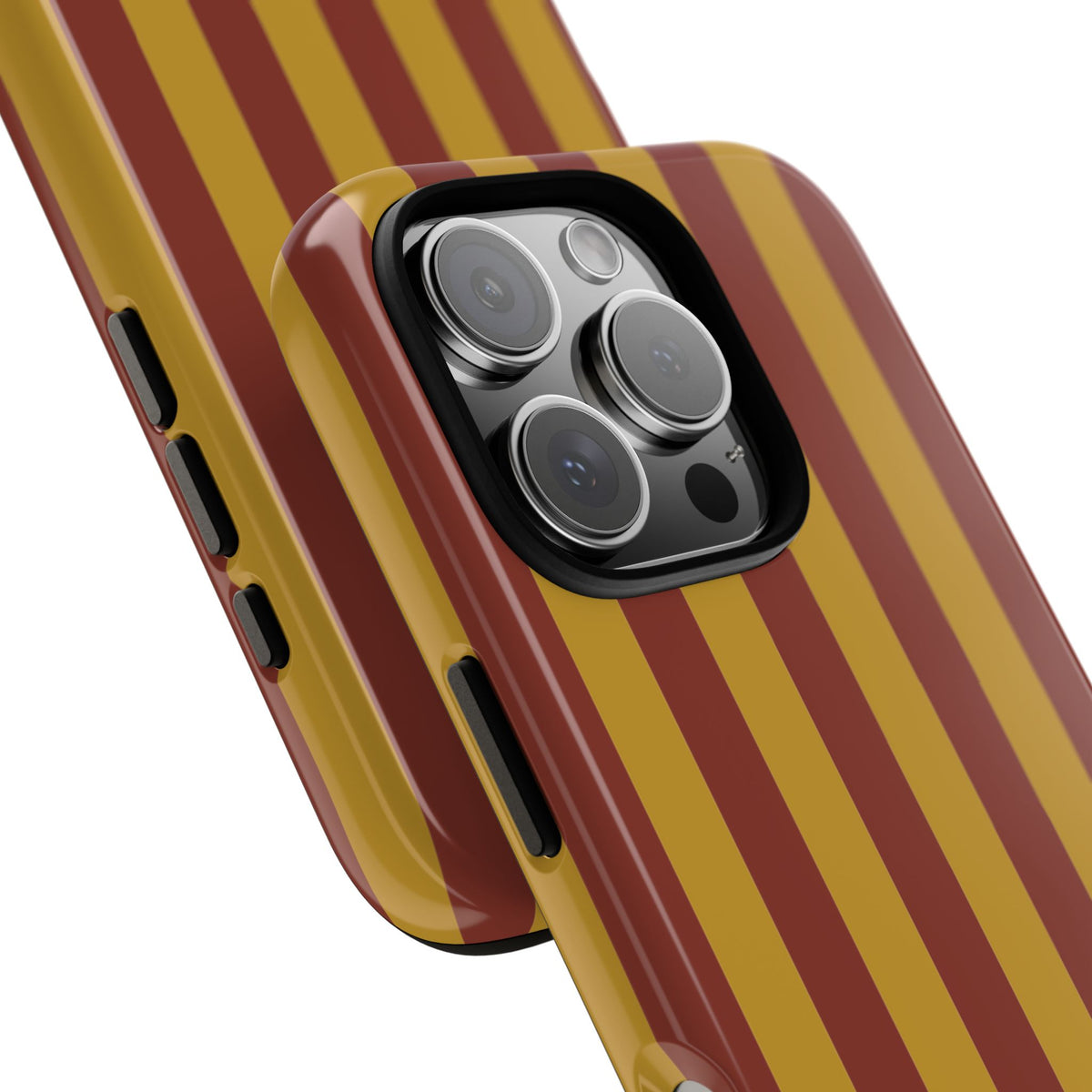 Trendy Mustard & Burgandy Stripe Pattern Phone Case - Brown Phone Case
