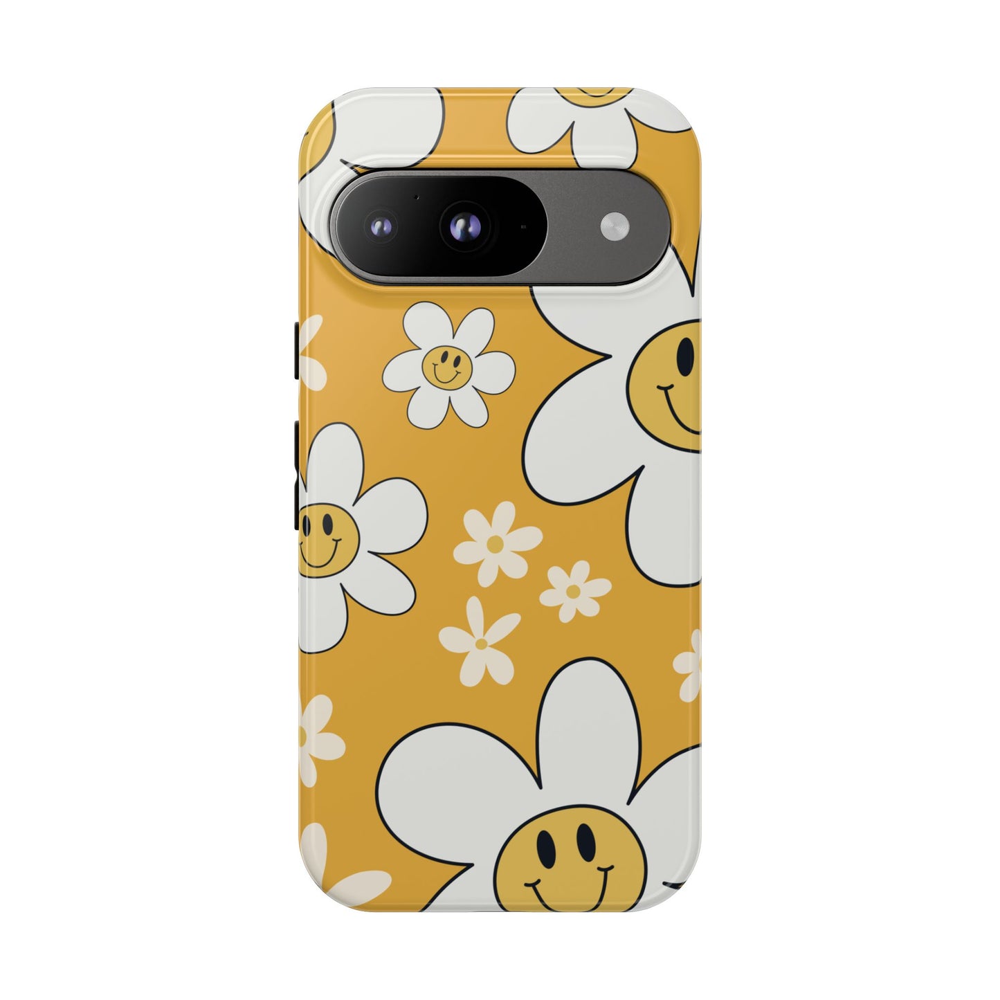 Fun Retro Daisy Pattern with Yellow Background Phone Case - Yellow Phone Case - Google Pixel 9 / Glossy