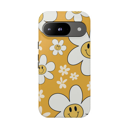 Fun Retro Daisy Pattern with Yellow Background Phone Case - Yellow Phone Case - Google Pixel 9 / Glossy