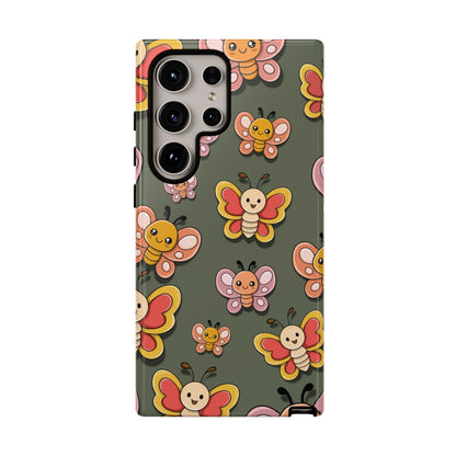 Samsung Galaxy S24 Ultra / Glossy Phone Case - Green Butterfly Sticker Design Phone Case