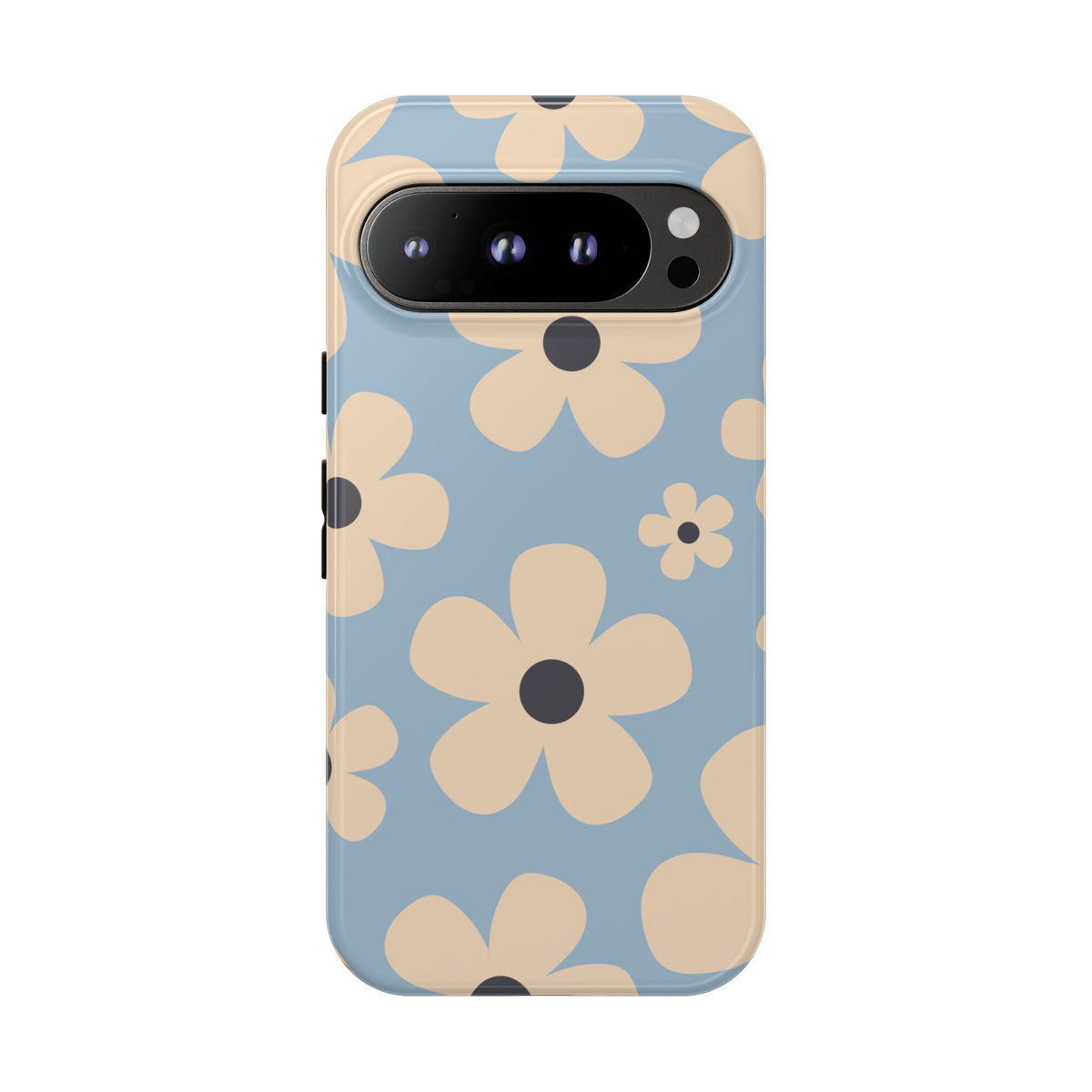 Cute Light Blue & Cream Daisy Pattern Phone Case - Blue Phone Case - Google Pixel 9 Pro / Glossy