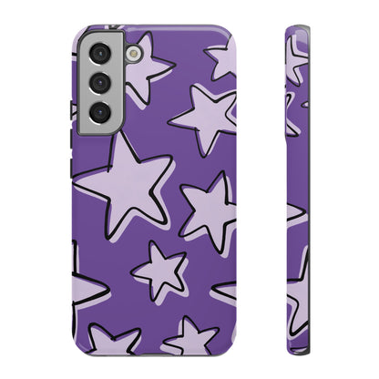 Violet Purple Doodle Star Phone Case