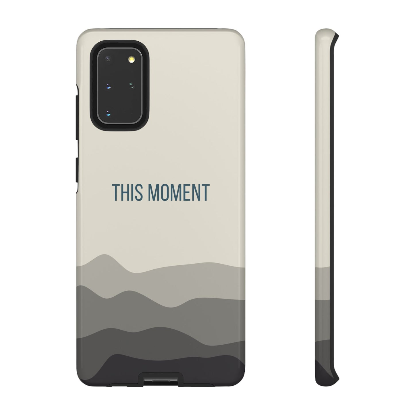 Samsung Galaxy S20+ / Glossy Phone Case - Minimalist Cream Waves ’This Moment’ Statement Phone Case