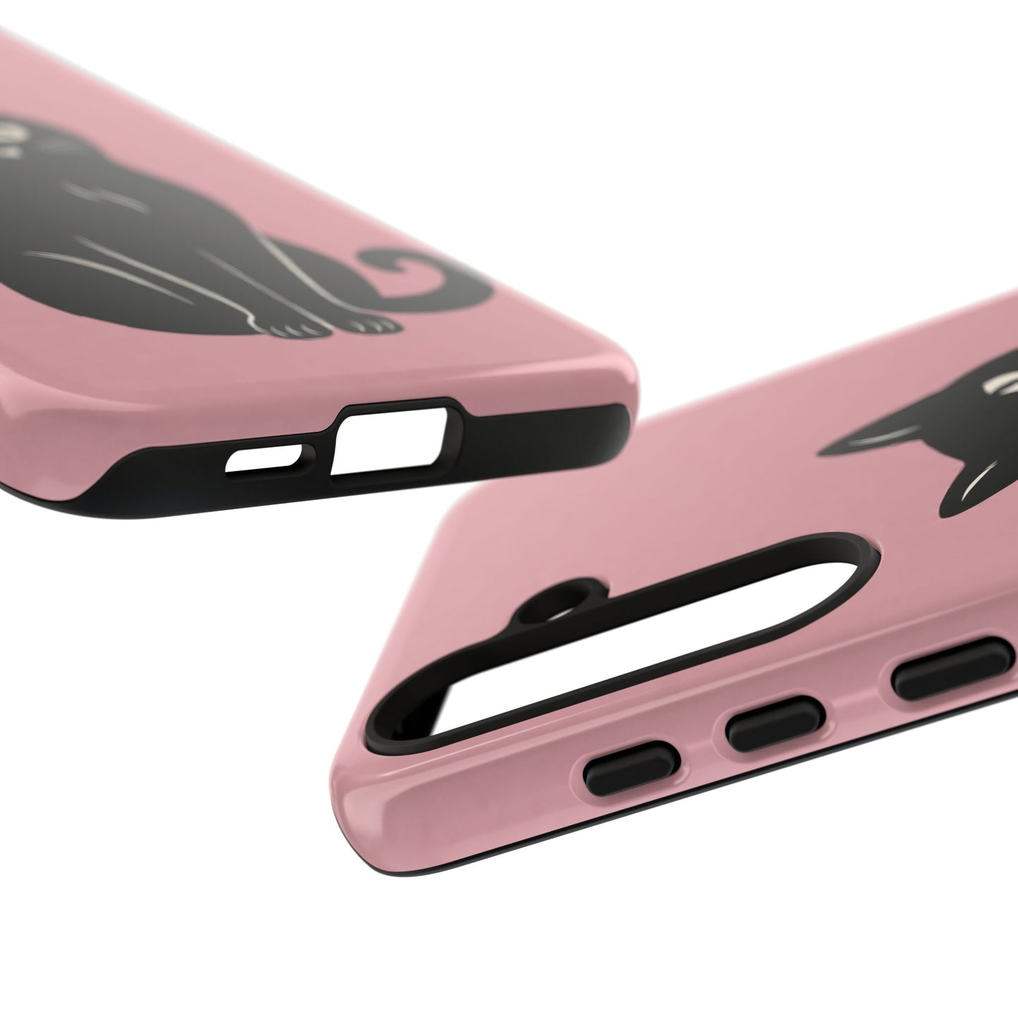 Minimalist Blush Pink & Black Cat Phone Case
