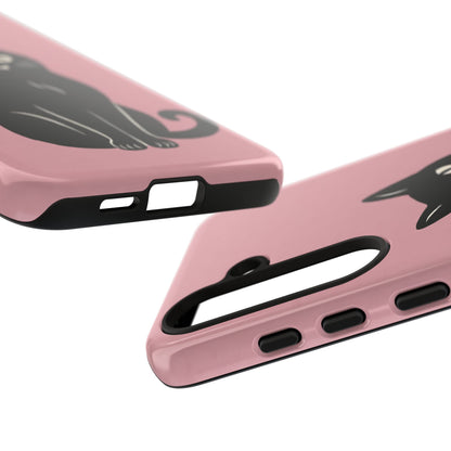 Minimalist Blush Pink & Black Cat Phone Case