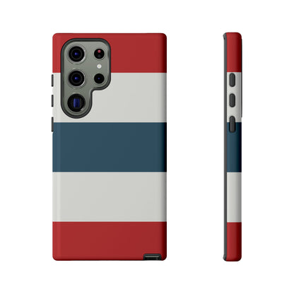 Samsung Galaxy S23 Ultra / Glossy Phone Case - Red White & Blue Horizontal Stripe Pattern Phone Case