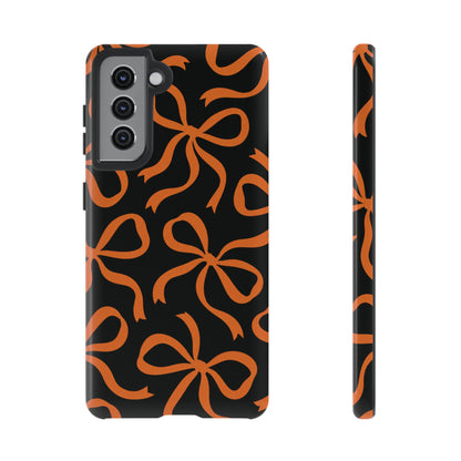 Bold Black and Burnt Orange Bow Pattern Phone Case