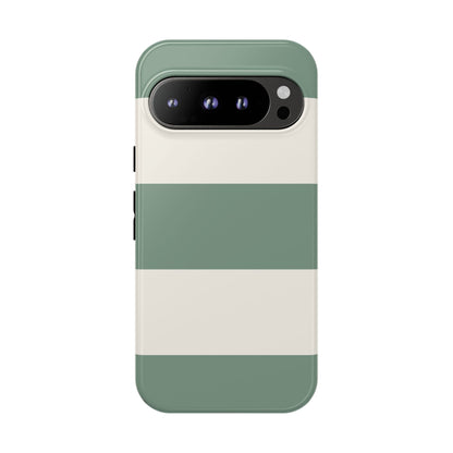 Green & White Horizontal Stripe Pattern Phone Case - Green Phone Case - Google Pixel 9 Pro / Glossy