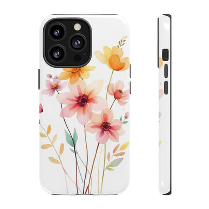iPhone 13 Pro / Glossy Phone Case - Boho Chic Watercolour Blooms Design Phone Case