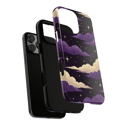 Illustrated Purple Clouds & Stars Phone Case