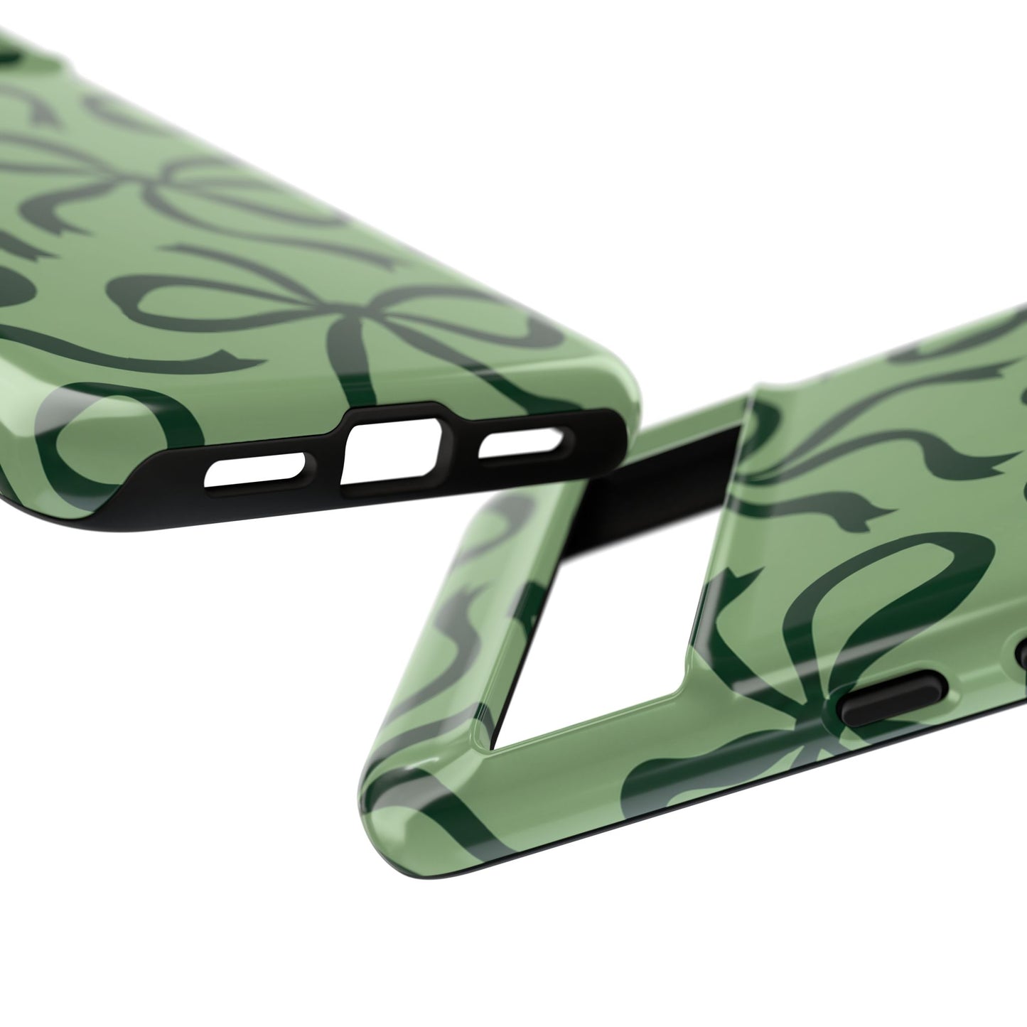 Bold Sage Green and Forest Green Bow Pattern Phone Case