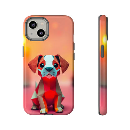 iPhone 14 / Glossy Phone Case - Origami Dog Design Phone Case