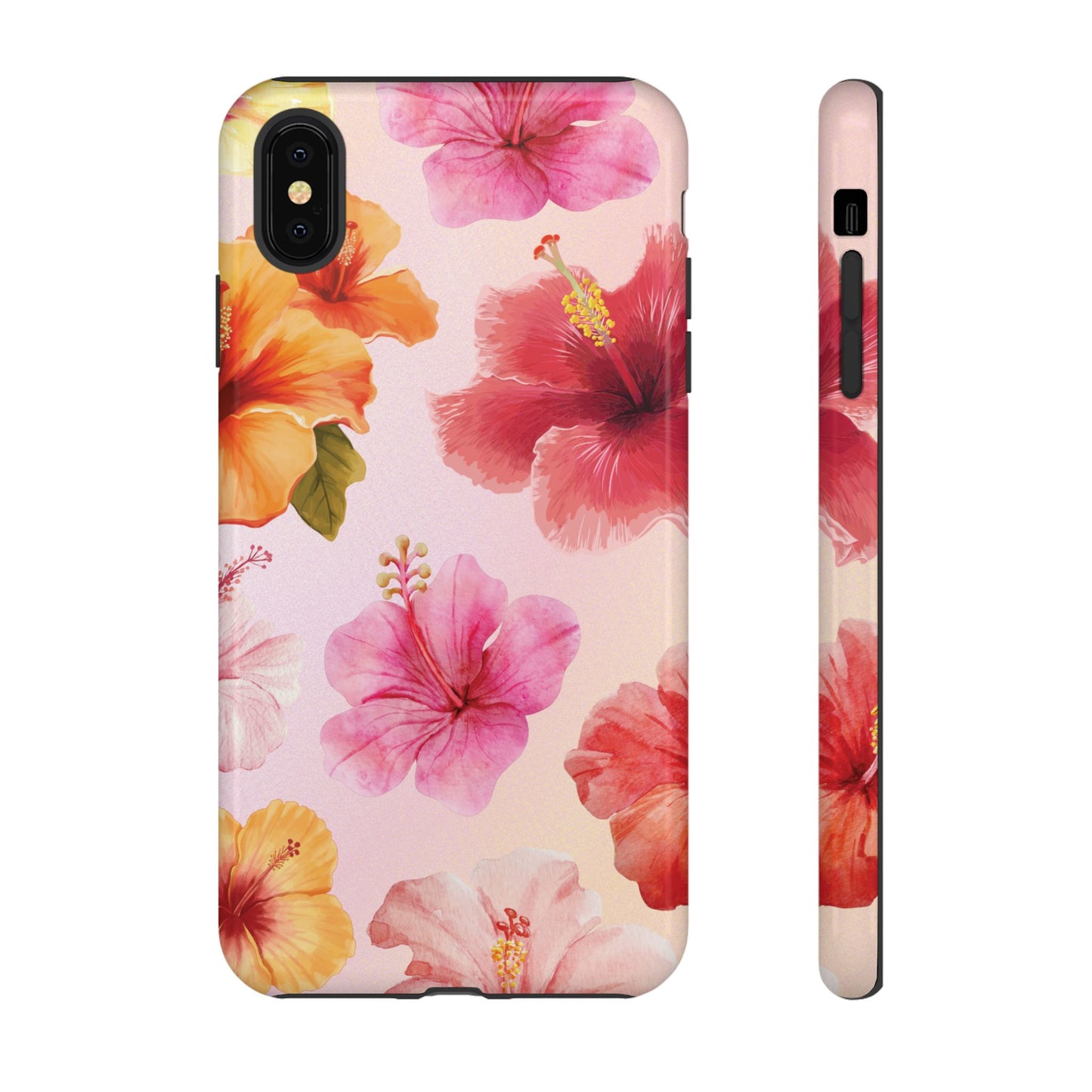 iPhone XS MAX / Glossy Phone Case - ’Pink Hibiscus Pattern #2’ Phone Case