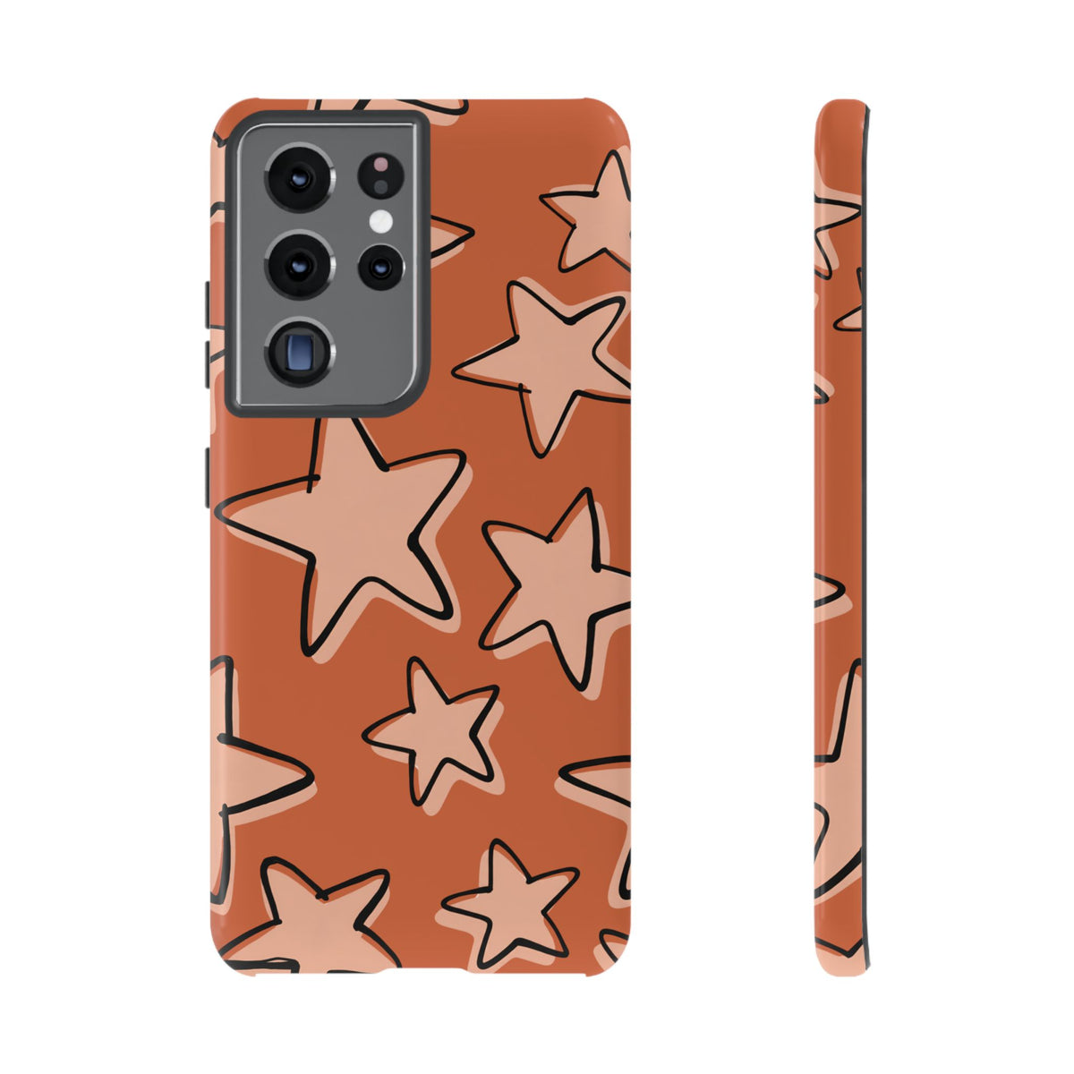 Burnt Orange Doodle Star Phone Case
