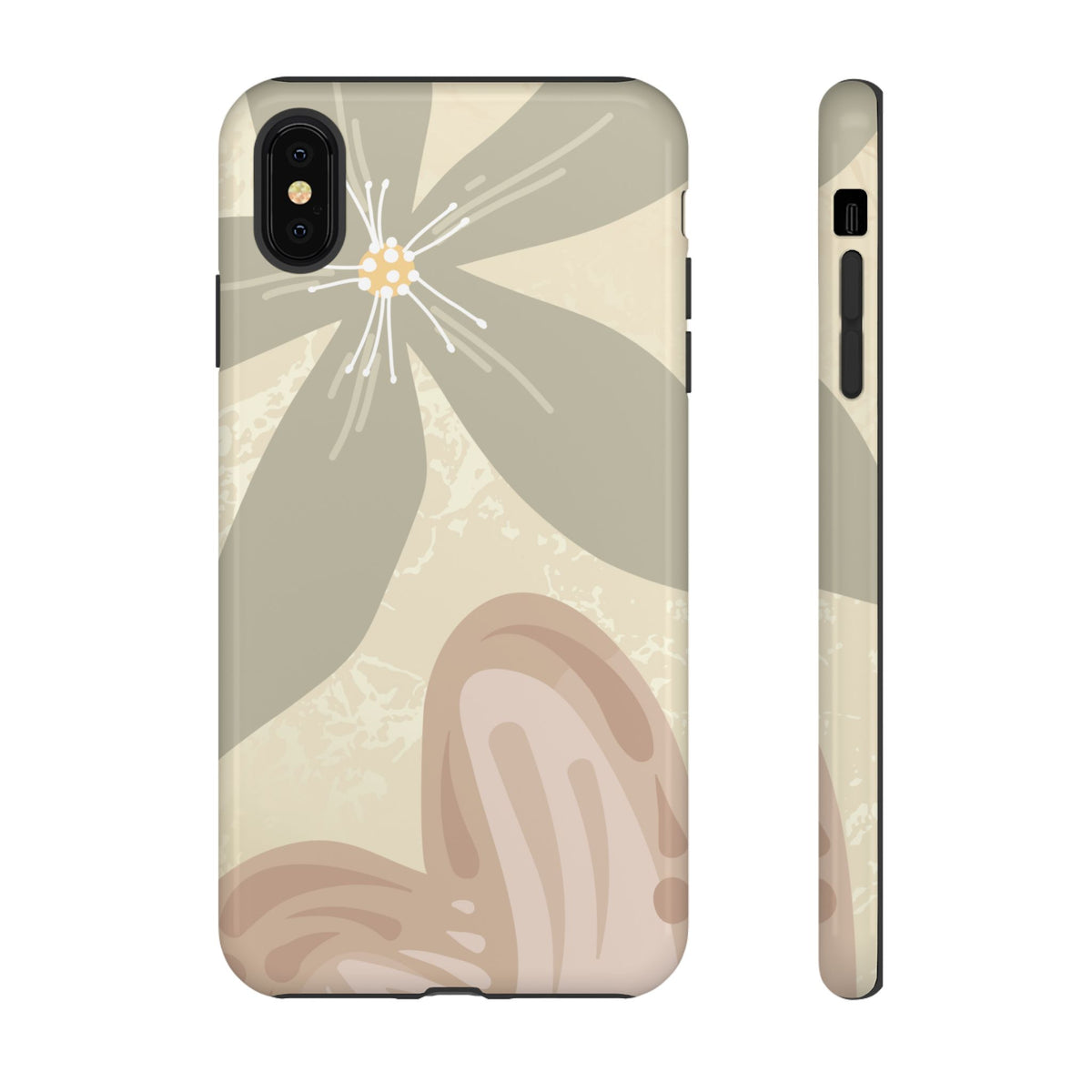 Hibiscus Heart Pattern Phone Case - Beige Phone Case - iPhone XS MAX / Glossy