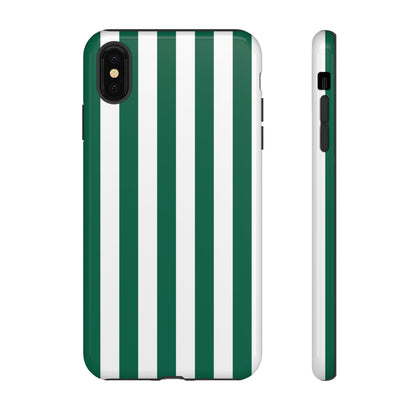 iPhone XS MAX / Glossy Phone Case - Simple Green & White Stripe Pattern Phone Case