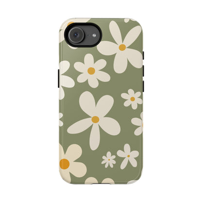 Chic Green Daisy Pattern Phone Case - Green Phone Case - iPhone 17e / Glossy