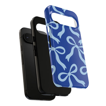 Bold Cobalt Blue and Powder Blue Bow Pattern Phone Case - Blue Phone Case