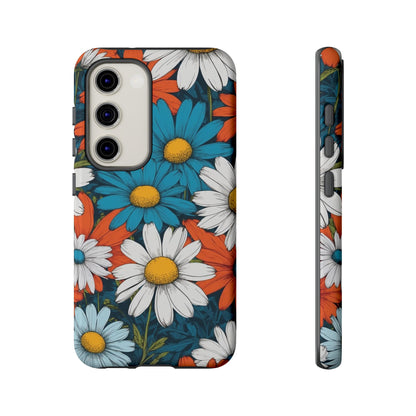 Samsung Galaxy S23 / Glossy Phone Case - Pop Art Daisies Illustration ’Red & Blue’ Phone Case