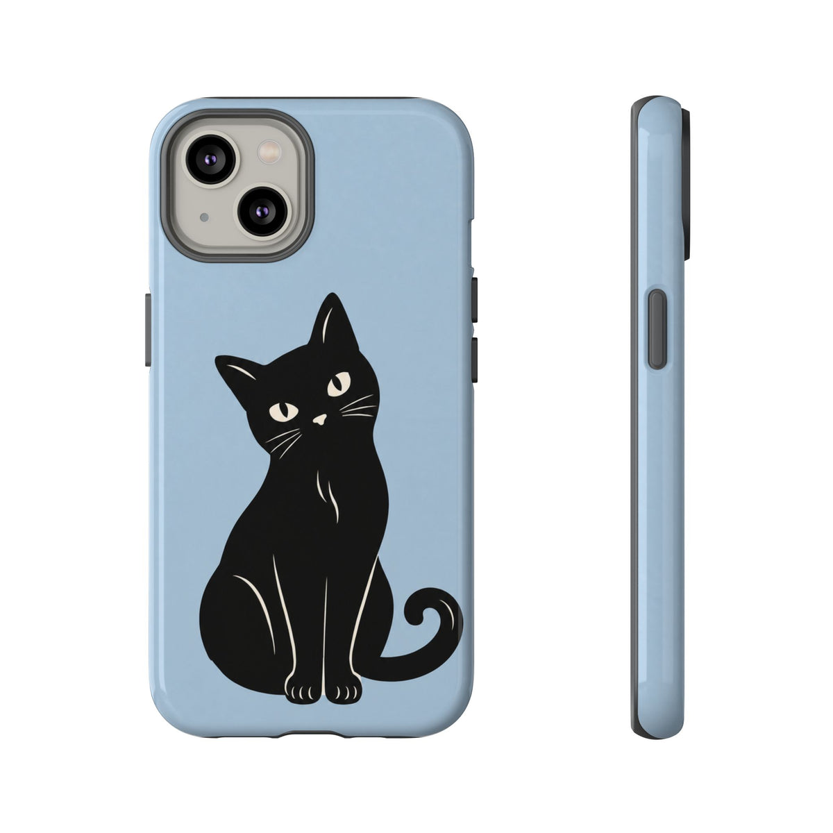 Minimalist Powder Blue & Black Cat Phone Case