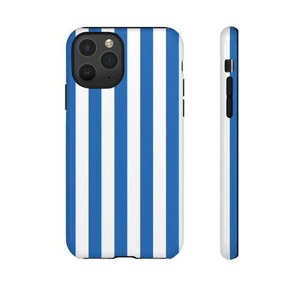 iPhone 11 Pro / Glossy Phone Case - Simple Light Blue & White Stripe Pattern Phone Case