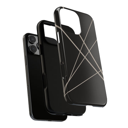 Abstract Black with Grey Lines Phone Case - Black Phone Case