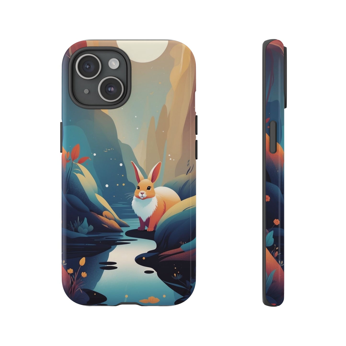 iPhone 15 / Glossy Phone Case - Stylised Rabbit Design Phone Case