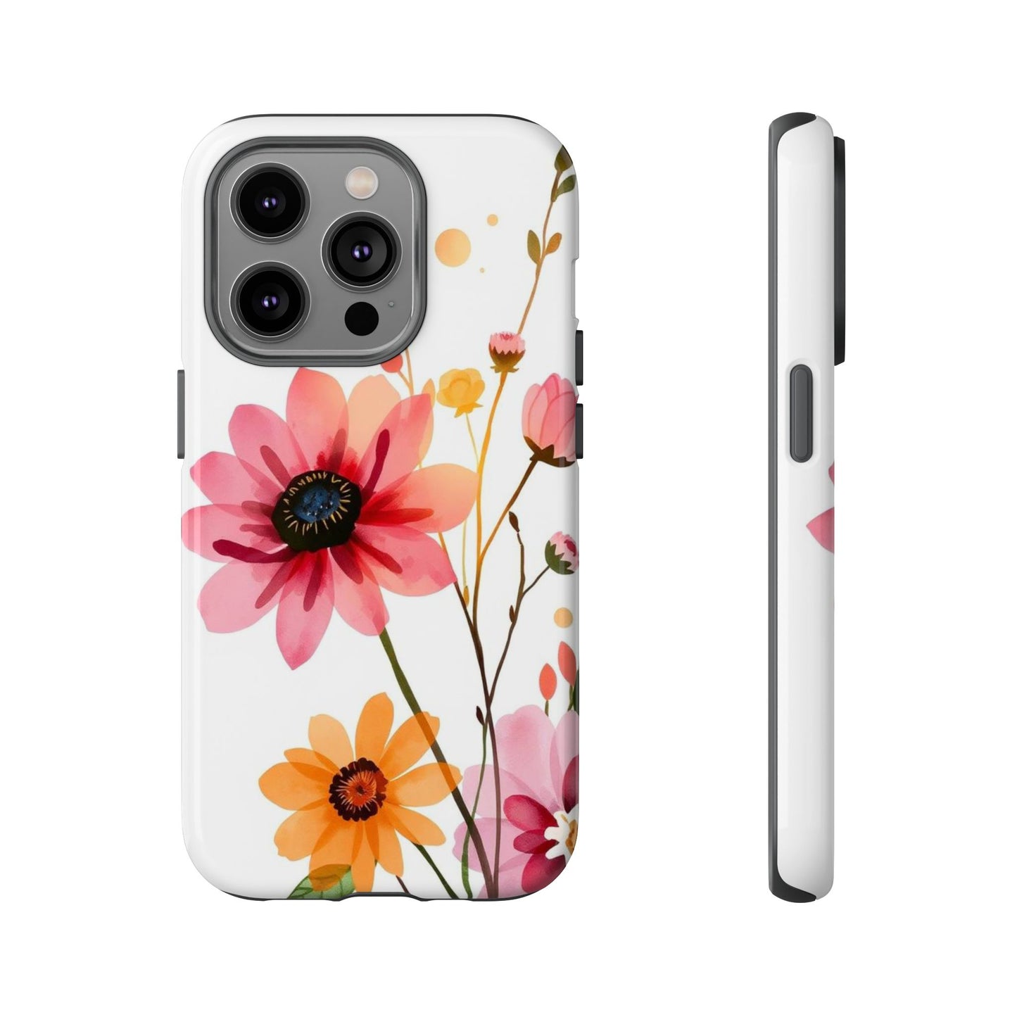 iPhone 14 Pro / Glossy Phone Case - Watercolour Style Simple Wildflower Design Phone Case