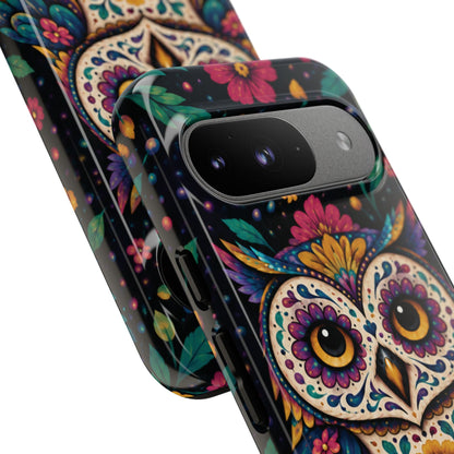 Vibrant Purple and Teal Calavera Owl Phone Case - Multicolor Phone Case