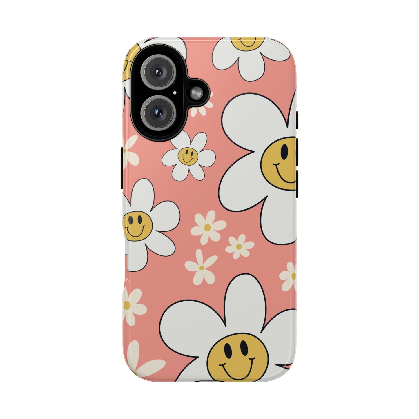 Fun Retro Daisy Pattern with Pink Background Phone Case - Pink Phone Case - iPhone 16 / Glossy