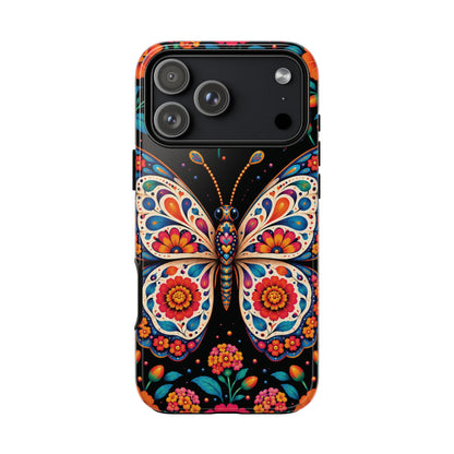 Vibrant Orange and Turquoise Calavera Butterfly Phone Case - Multicolor Phone Case - iPhone 17 Pro Max / Glossy