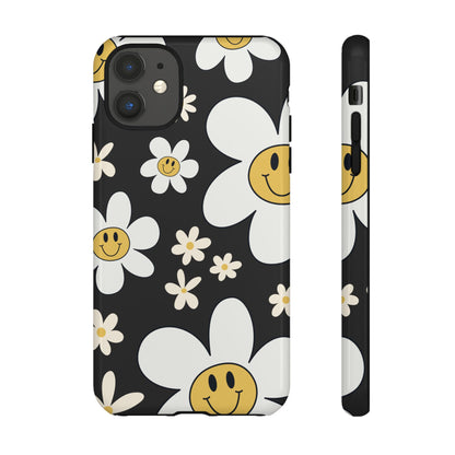 Fun Retro Daisy Pattern with Dark Grey Background Phone Case - Grey Phone Case - iPhone 11 / Glossy
