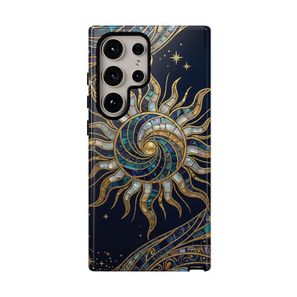 Elegant Navy & Gold Solar Spiral Phone Case